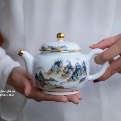 BỘ ẤM CHÉN SƠN THỦY VIỀN VÀNG CAO CẤP